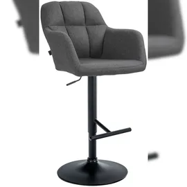 CLP Barhocker Natoma Stoff I 360° Drehbar, Metallgestell Höhenverstellbar Mit Fußstütze I Thekenhocker Für Bar Mit Gepolsterte Sitzfläche