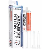 EVERGLUE 5 Minuten Epoxy 25g Doppelspritze, Zweikomponentenkleber, Epoxy Kleber extra stark, 2 K Kleber universal zum Kleben und Versiegeln