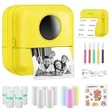 SOARFLY Mini Drucker für Smartphone, Fotodrucker für Smartphone, Mini Drucker Aufkleber, Thermodrucker, Tiny Printer mit Klebepapier, Mini Drucker für Lernhilfe, Notizen, Fotos, DIY - Gelb