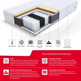 Fdm Taschenfederkernmatratze, Weiß, H2 + H3, Füllung: Taschenfederkern, Rechteckig, 140x200 cm, Oeko-Tex® Standard 100, Schlafzimmer, Matratzen Shop, Matratzen, Taschenfederkernmatratzen