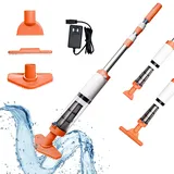 PoolyPoly Poolsauger Akku, 3 en 1 Pool Handsauger Bodensauger, Pool Staubsauger Kabellos mit Teleskopstange, 90 Minuten Laufzeit Poolreiniger für kleine Pools, Spas, Whirlpools, Orange