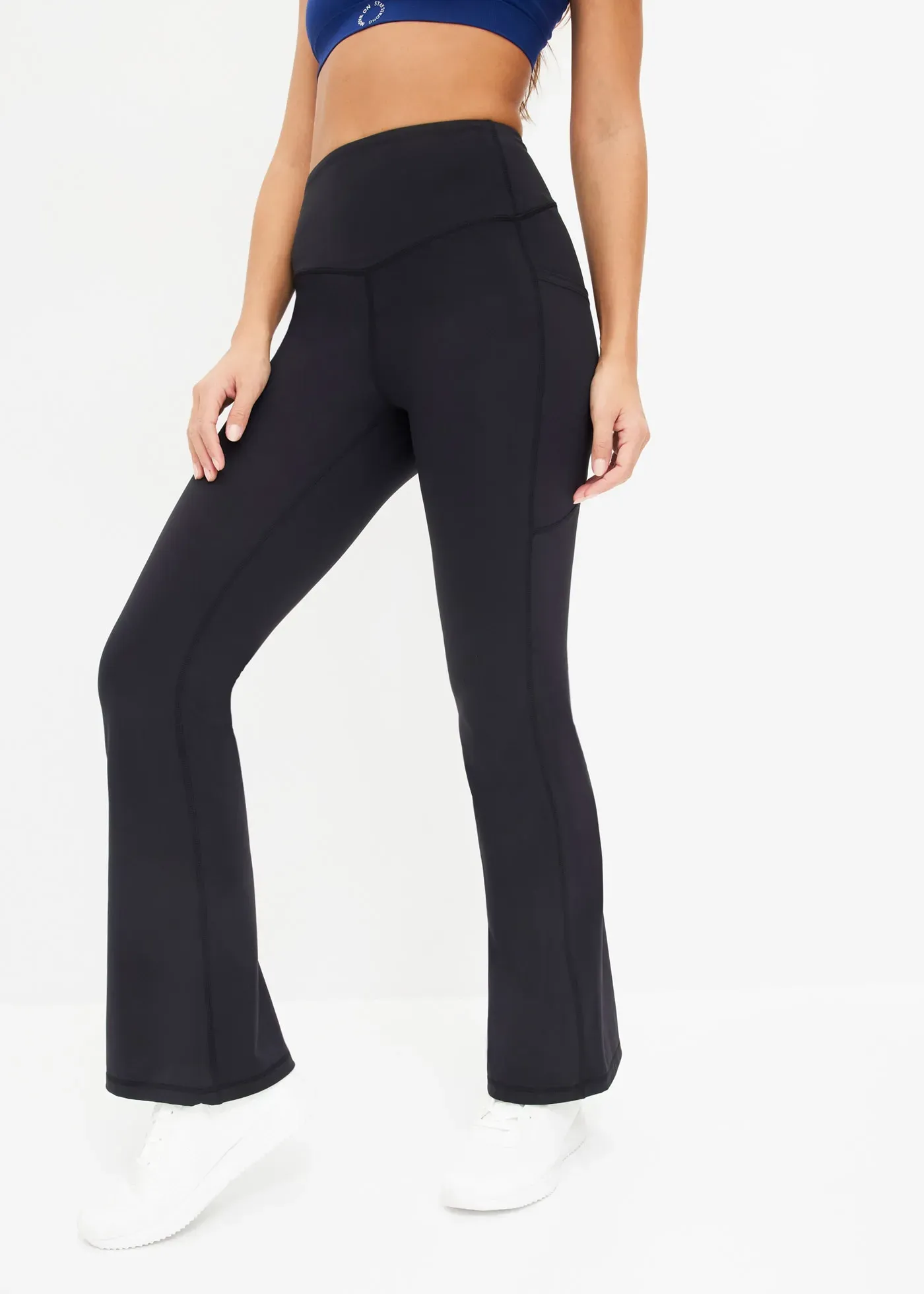 Funktionsleggings BONPRIX, Damen, Gr. 48/50 (XL), N-Gr, schwarz, Jersey, Obermaterial: 77% Polyamid, 23% Elasthan, regular fit, Hosen, aus weichem Material, mit doppeltem Taillenbund, Regular Fit