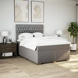 vidaXL Boxspringbett mit Matratze Taupe 140x200 cm Stoff