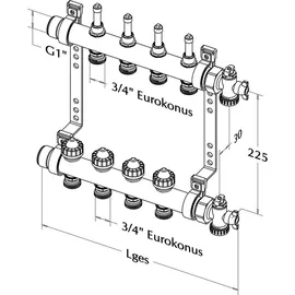 ROTH Heizkreisverteiler HK 8 absperrbar 1" AG mit Durchflussanzeige