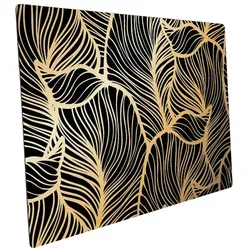 mySPOTTI Mini-Spritzschutz »Leaves Black +«, Aluverbund, Blätter - goldfarben