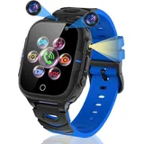 Kinder Smartwatch, Smartwatch Kinder mit S0S und Telefon, 15 Spielen, SOS-Anruf, Kamera, Wecker, Touchscreen Smart Watch Kinder für Jungen und Mä... - Blau