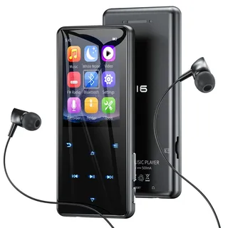 MP3 Player mit Bluetooth 5.3, 64GB und 2,4" Display – Mit Touch-Tasten, Lautsprecher, Metallgehäuse, HiFi-Klang, 18 Schlafgeräuschen, FM-Radio, E-Book-Reader – Unterstützung bis zu 128 GB.