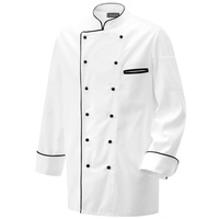 Exner 203 - Kochjacke weiß langarm mit Paspel in verschiedenen Farben : schwarz 100% Baumwolle 230 g/m2 (15) 2XL