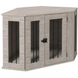 PawHut Hundehütte mit Kissen 104 x 55 x 63 cm Stahl Walnuss