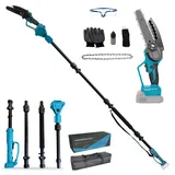 Akku Hochentaster Ast Kettensäge Profi-Astsäge kompatibel mit Makita 18V, 6 Zoll Bürstenlose 2 in 1 Astsäge mit Teleskopstiel und Teleskop Elektro Hochentaster Astsäge Arbeitshöhe bis 4,5m (ohne Akku)