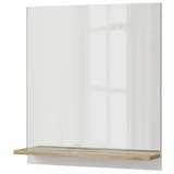 Vicco Spiegelschrank - Badezimmerspiegel, Marelle, 60 x 67 cm mit Regal, Weiß/Artisan-Eiche