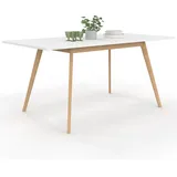 Skandinavischer Ausziehbarer Tisch Rechteck Inga 8 Personen Weiß 120-160 Cm