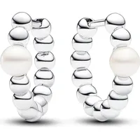 Pandora 293178C01 - Hoop Perlen Perle - Silber - Ohrringe - Weiß/Silber