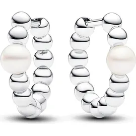 Pandora 293178C01 - Hoop Perlen Perle - Silber - Ohrringe - Weiß/Silber