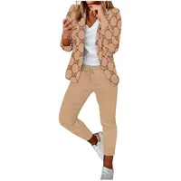 KDEIHT Hosenanzüge für Damen Anzug Business 2 Teilig Elegant Blazer Set Einfarbig Zweiteilig Revers Anzugjacke Hosenanzug Festlich Outfit Slim Fit Freizeitanzug Modern Büro Tracksuit - L