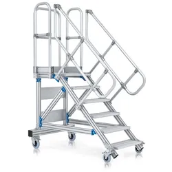 Zarges Plattformtreppe fahrbar 45° 800mm Stufenbreite 17 Stufen