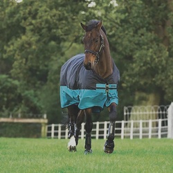 Horseware Mio Turnout Lite 0g - Black/Turqoise & Black, 145