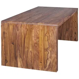 KADIMA DESIGN Schreibtisch TEKO: Massivholz Sheesham, Stauraum, abgerundete Ecken, stabil. Braun, 140x80x76 cm