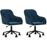 vidaXL Esszimmerstühle 2 Stk. Drehbar Blau Samt