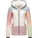 Navahoo Damen Übergangsjacke Colorblocking leichte Steppjacke mit Kapuze Multikulti Multicolour Pastel Gr. XS - XS