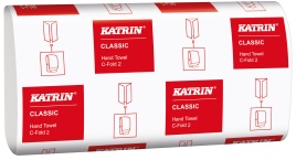 KATRIN Classic C-Fold 2 Papierhandtuch, weiß, Hochwertiges Papiertuch mit C-Falz, 2-lagig, 1 Karton = 24 Packungen à 125 Tücher