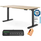 Ergotopia Desktopia Pro X Elektrisch höhenverstellbarer Schreibtisch, Ergonomischer Stehtisch für Büro oder Home Office (Ahorn, Gestell Schwarz, 120 x 80 cm)