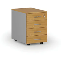 Büro-Rollcontainer PRIMO GRAY, 4 Schubladen, grau/Buche