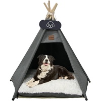 Mooipet Tipi Zelt für Haustiere mit doppelseitigem Kissen Haustierzelt für Hunde/Katzen Haustierhütte Abnehmbar und Waschbar Hundehaus für Meerschweinchen Kaninchen Hamster Kätzchen 40x40x50cm