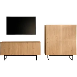Home Affaire Wohnwand HOME AFFAIRE "Lund, moderne Anbauwand, Wohnzimmer-Set in Stone Oak", beige (stone oak), B:280cm H:40cm T:137cm, Holzwerkstoff, Kastenmöbel-Sets, Wohnwand, enthält Lowboard und Highboard
