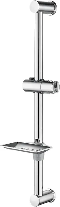Ibergrif Duschstange, 60cm Duschstange, Wandmontierte Duschstange Set mit Seifenschalenhalter Verstellbarer Duschkopfhalter, Dusch Schienensystem für Badezimmer, Chrom, Silber
