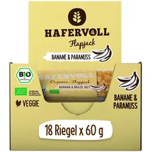 HAFERVOLL Organic Flapjack, 18 x 60 g Riegel, Banana & Brazil Nut