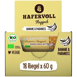 HAFERVOLL Organic Flapjack, 18 x 60 g Riegel, Banana & Brazil Nut