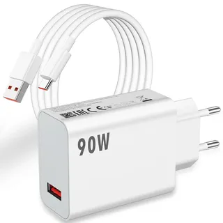 90W Ladegerät und USB C Kabel für Xiaomi Poco X7 Pro F6 5G HyperCharge Adapter USB Netzteil 6A Turbolader Schnelllade Ladekabel Typ C 1 Meter für Xiaomi 15 Pro 14 13 Ultra Redmi K80 Redmi Turbo 4 3