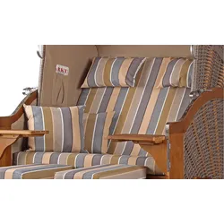 Mr. Deko Strandkorb Komplettset - bene living - Schleswig Pinie - PE mokka - Modell 557