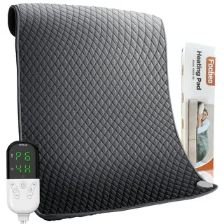 focbeo Heizkissen mit Abschaltautomatik (80 x 60 cm), Wärmekissen elektrisch mit 6 Temperaturstufen & 4 Zeiteinstellungen für Rücken, Schultern, Bauch, Beine, Schnellaufheizung, Maschinenwaschbar