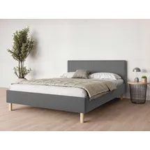 Andas Polsterbett ANDAS "Albybyn, Bettgestell mit Kopfteil und Lattenrost, in 2 Breiten", grau (dunkelgrau), B:145cm H:84cm L:205,5cm, 100% Polyester, Betten, Polsterbett, ohne Bettkasten und Matratze, in 2 Breiten- 140 und 160 cm