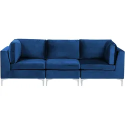 3-Sitzer Modulsofa Samtstoff marineblau mit Metallbeinen EVJA