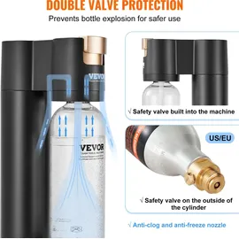 Mophorn Wassersprudler schwarz + 2 CO2-Flaschen + 2 PET-Flaschen 1 l