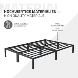 ML-Design Metallbett 140x200 cm auf Stahlrahmen mit Lattenrost, Anthrazit, Metall Rechteckig, Schlafzimmer Betten, Metallbetten