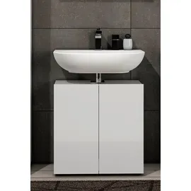 WELLTIME Waschbeckenschrank WELLTIME "MISTER, WBU, Bad-Unterschrank, 60 cm breit, 2 Türen, 2 Fächer", weiß, B:60cm H:62cm T:34cm, FSC-zertifizierter Holzwerkstoff, Schränke, Waschbeckenunterschrank, Badmöbel, Hochglanz lackiert, Made in Italy, mit Siphonausschnitt