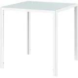 HOMCOM Esstisch Quadratischer Küchentisch für 4 Personen, Esszimmertisch aus Hartglas, bis 80 kg belastbar, für Küche, Esszimmer, 75 x 75 x 75 cm, Weiß   Aosom