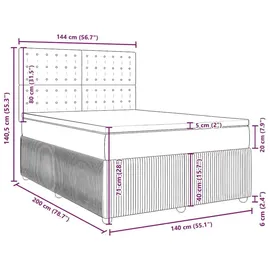 vidaXL Boxspringbett mit Matratze Rosa 140x200 cm Samt