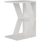 Decortie | Naze Modern C Form Tisch Weiß Holzwerkstoff, rechteckig, 30x57x40 cm Stauraum, Wohnzimmer, Wohnzimmertische, Beistelltische