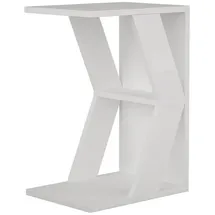 Decortie | Naze Modern C Form Tisch Weiß Holzwerkstoff, rechteckig, 30x57x40 cm Stauraum, Wohnzimmer, Wohnzimmertische, Beistelltische