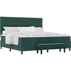 Boxspringbett mit Matratze & Bank Dunkelgrün 200x200 cm Samt