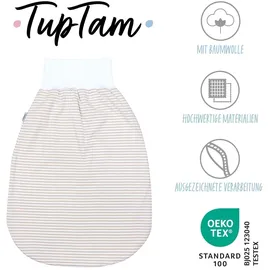 TupTam Babyschlafsack TUPTAM "Strampelsack Baby Strampelsack mit breitem Bund Unwattiert" Gr. 6 bis 12, beige (streifen beige), Schlafsäcke, Baby, L: 80cm, Obermaterial: 100% Baumwolle CO., L:80cm