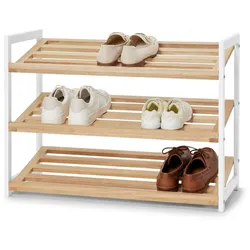 Tchibo - Schuhregal mit 3 Ebenen - 74,5x33x54,5cm - weiß - Stahl / Holz