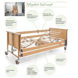 Burmeier Bett Pflegebett Dali wash Seniorenbett (Aufrichter, Seitenschutz und Lattenrost inklusive, elektrisch verstellbar, Kabellose Bluetooth-Steuerung), Hoher Hygienestandard, Elektrisch verstellbare Liegefläche braun