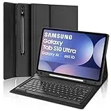 SENGBIRCH Tastatur Hülle für Samsung Galaxy Tab S10 Ultra 14,6 Zoll 2024 - Deutsche QWERTZ Abnehmbare Magnetische Tastatur für Samsung Galaxy Tab S9 Ultra 14,6", Schwarz