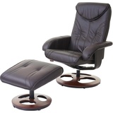 MCW Relaxsessel MCW-C46, Fernsehsessel Sessel mit Hocker, Kunstleder ~ braun